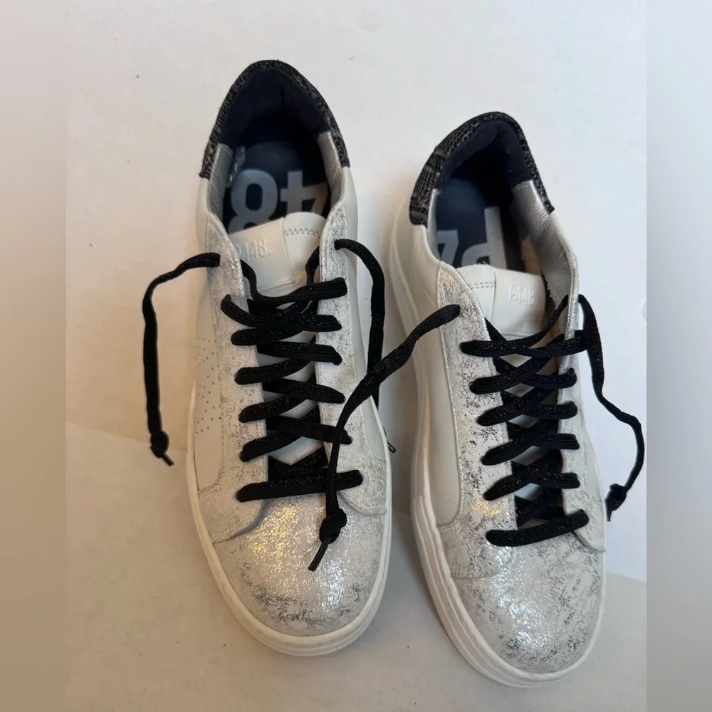 P448 Jack Women’s EU 41 White Silver Leather Low Top Sneakers